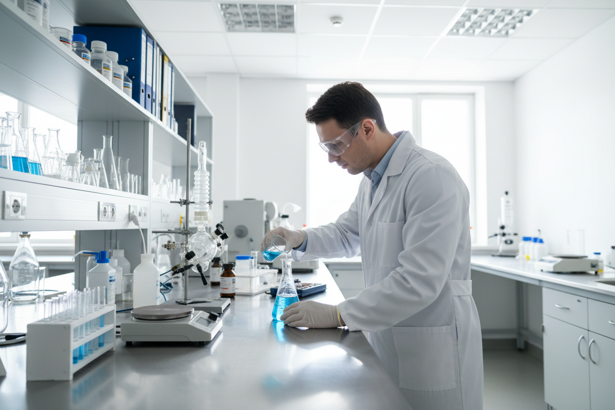 working in a lab